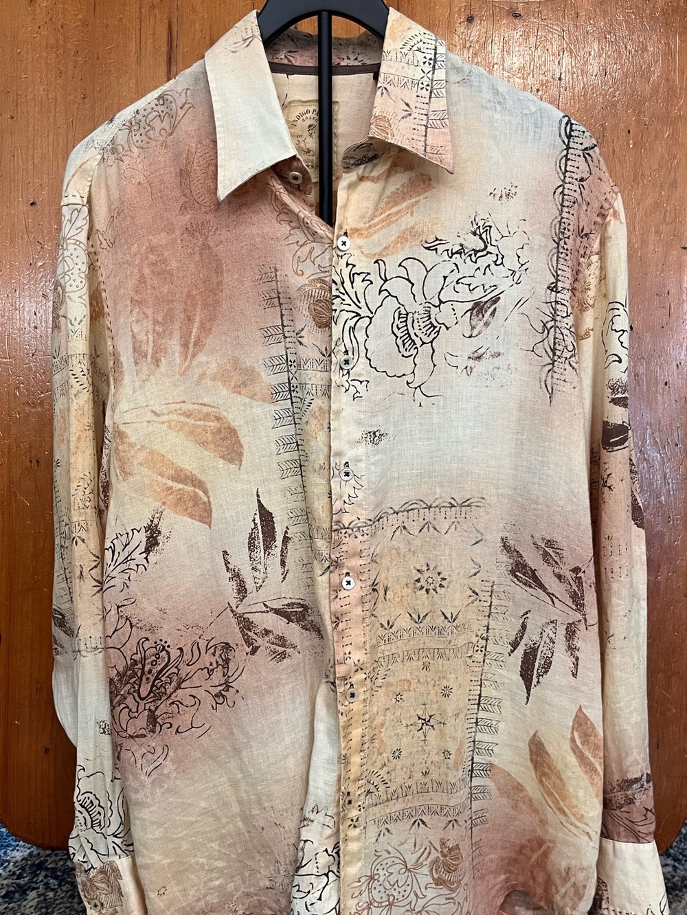Indigo Palms by Tommy Bahama Men's Casual Linen Floral Print Button-Up Shirt